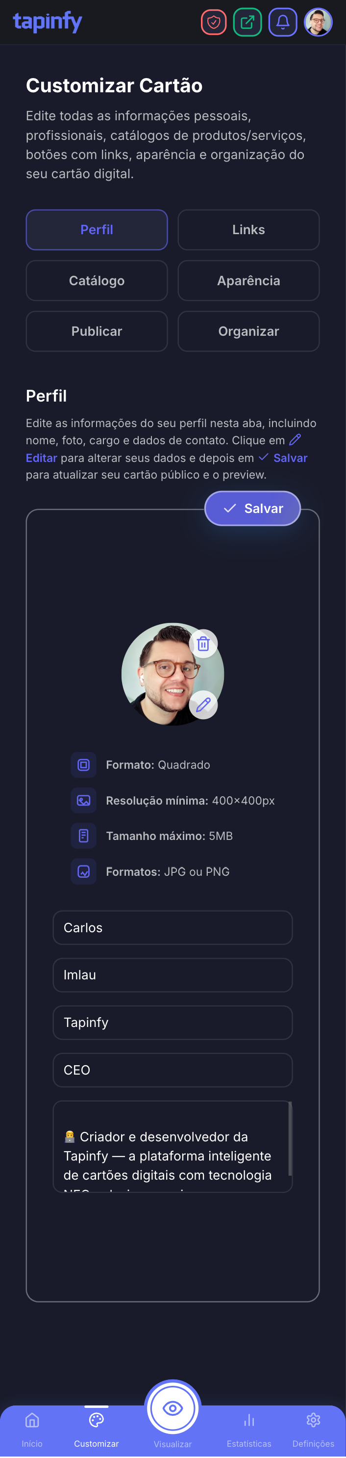 Defina o seu Perfil